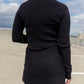 (Small, Medium, Large)Black Sweater Crop Top/Skirt Set