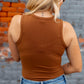 Brown Round Neck Sleeveless Bodysuit