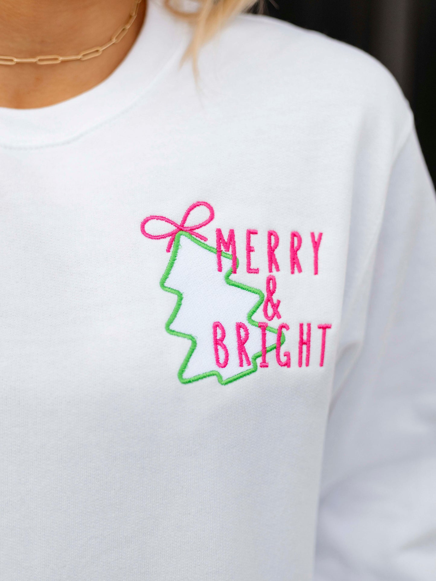 Merry & Bright Embroidered Sweatshirt