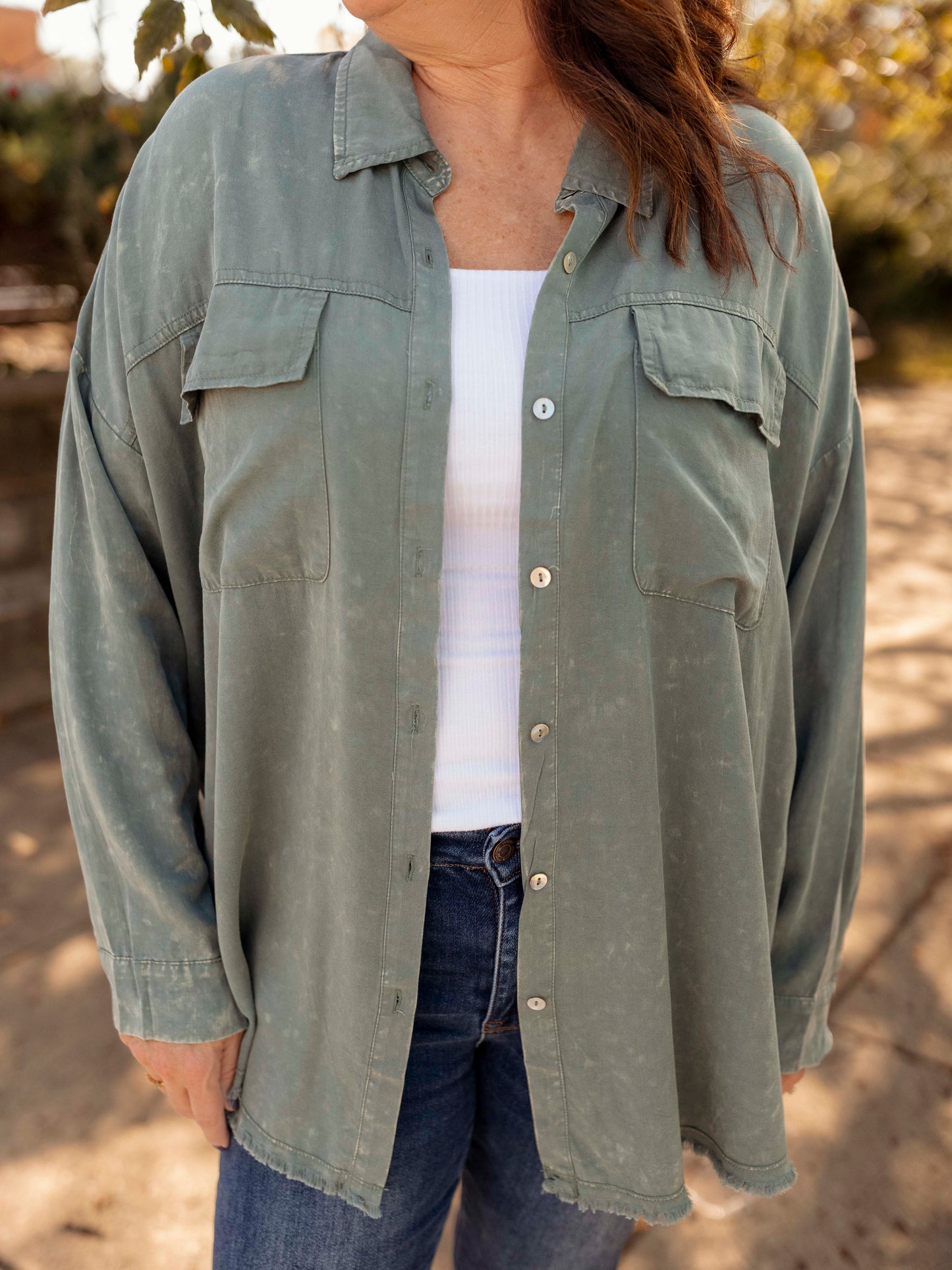 Sage Green Mineral Washed Top