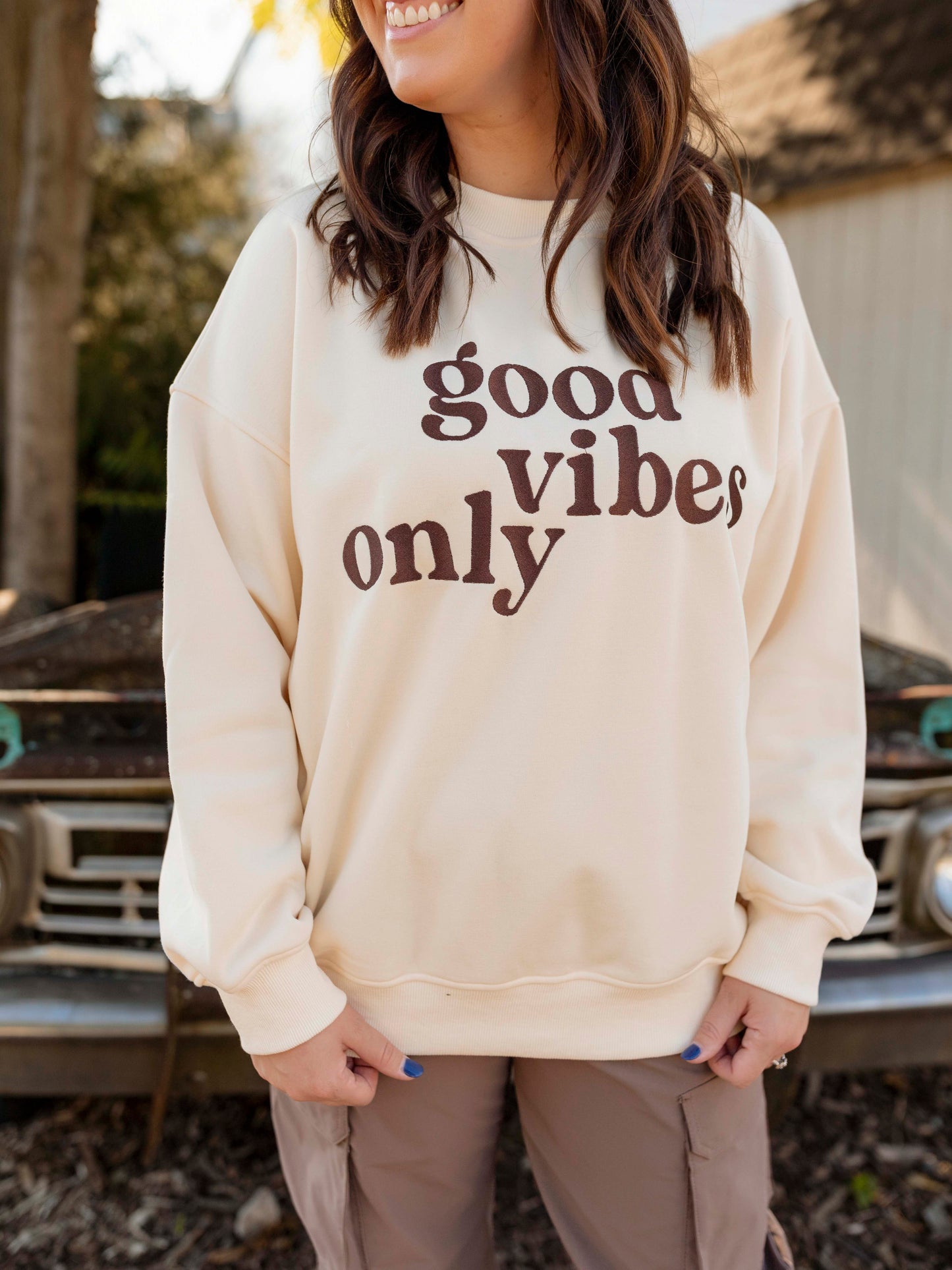 Oversized Good Vibes Only Sweatshirt