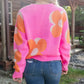 Pink/Orange Floral Print Sweater