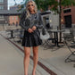 (Size Small, Large)Black Faux Leather Mini Skirt