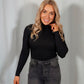 Black Ribbed Turtleneck Bodysuit