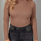 (Medium, Large, XL)Cocoa Ribbed Turtleneck Bodysuit