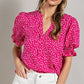Pink Heart Pattern Print Blouse