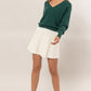 High Waist Knit Pleated Flare Mini Skirt