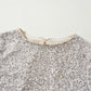 Silvery Sequin Puff Sleeve Cutout Back Blouse