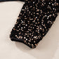 Black Sequin Deep V Back Puff Sleeve Bodysuit