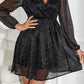 Glitter Surplice Long Sleeve Mini Dress