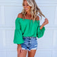 Kelly Green Off The Shoulder Top