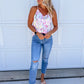 Ivory/Multi Colored Spaghetti Strap Top