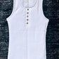 White Ribbed Henley Tank Top
