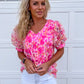 Pink Mix Puff Sleeve Blouse
