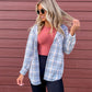 Dusty Blue Plaid Hooded Flannel