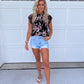 Black Floral Short Sleeve Blouse