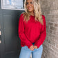 Red Casual Long Sleeve Top