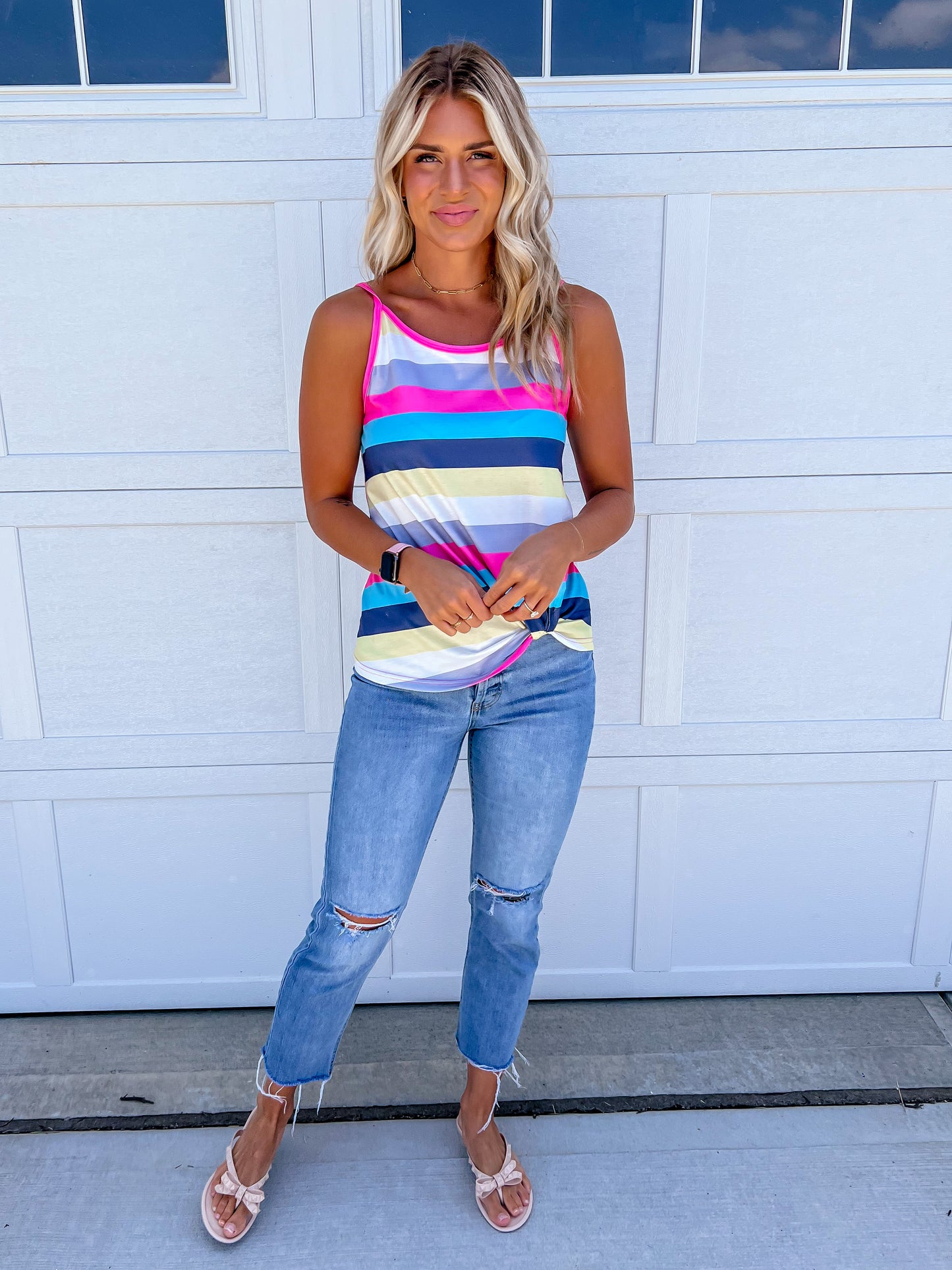 Pink/Yellow Striped Camisole