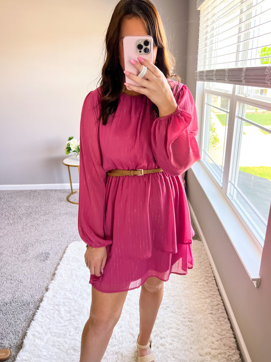 Mauve Tiered Mini Dress