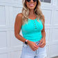 Mint Ribbed Henley Tank Top