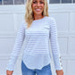 Light Grey Striped Long Sleeve Top