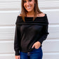 (Small, Medium, Large)Black Off the Shoulder Sweater