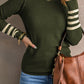 Green Casual Striped Sleeve Sweater
