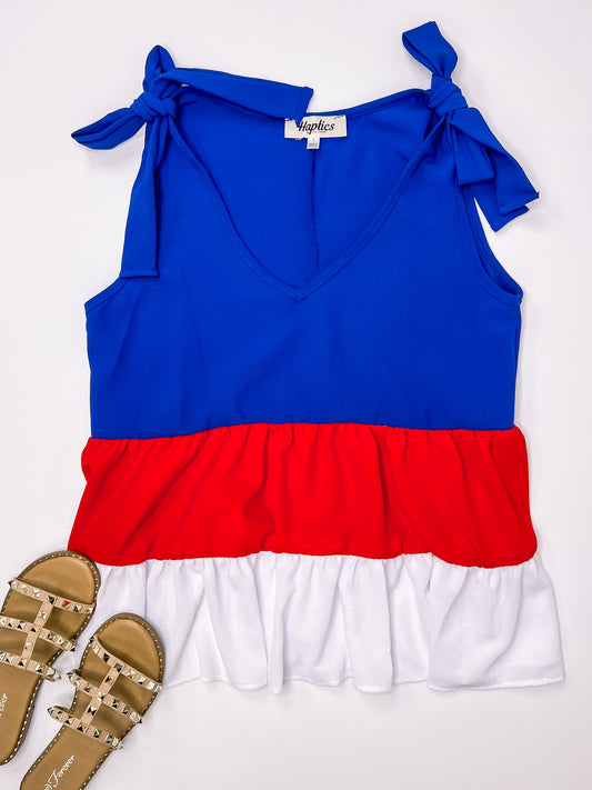 Red, White, and Blue Babydoll Top