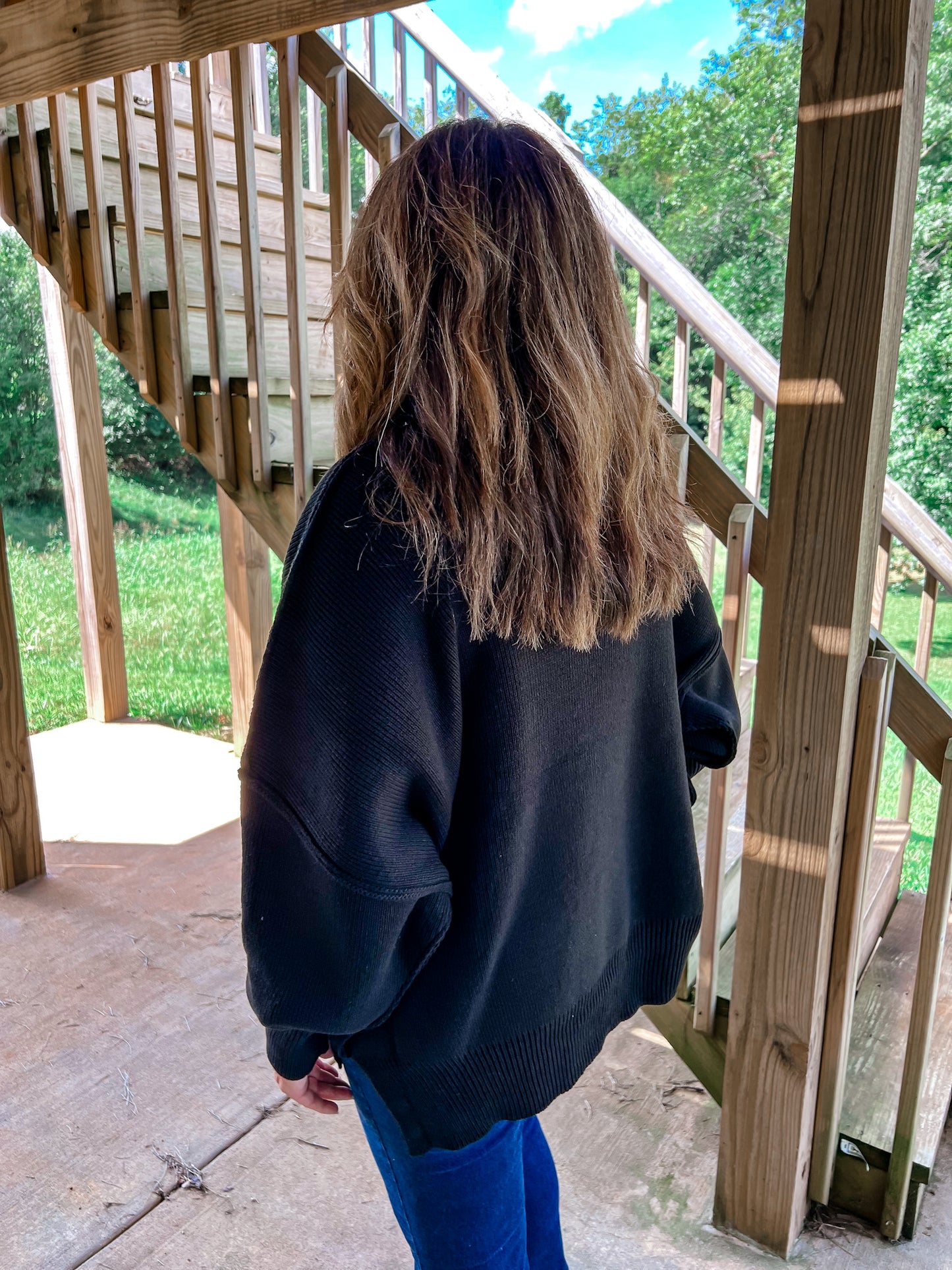 (Size Small) Black Free People Dupe Oversized Sweater