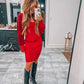 Red Sequin Long Sleeve Bodycon Dress