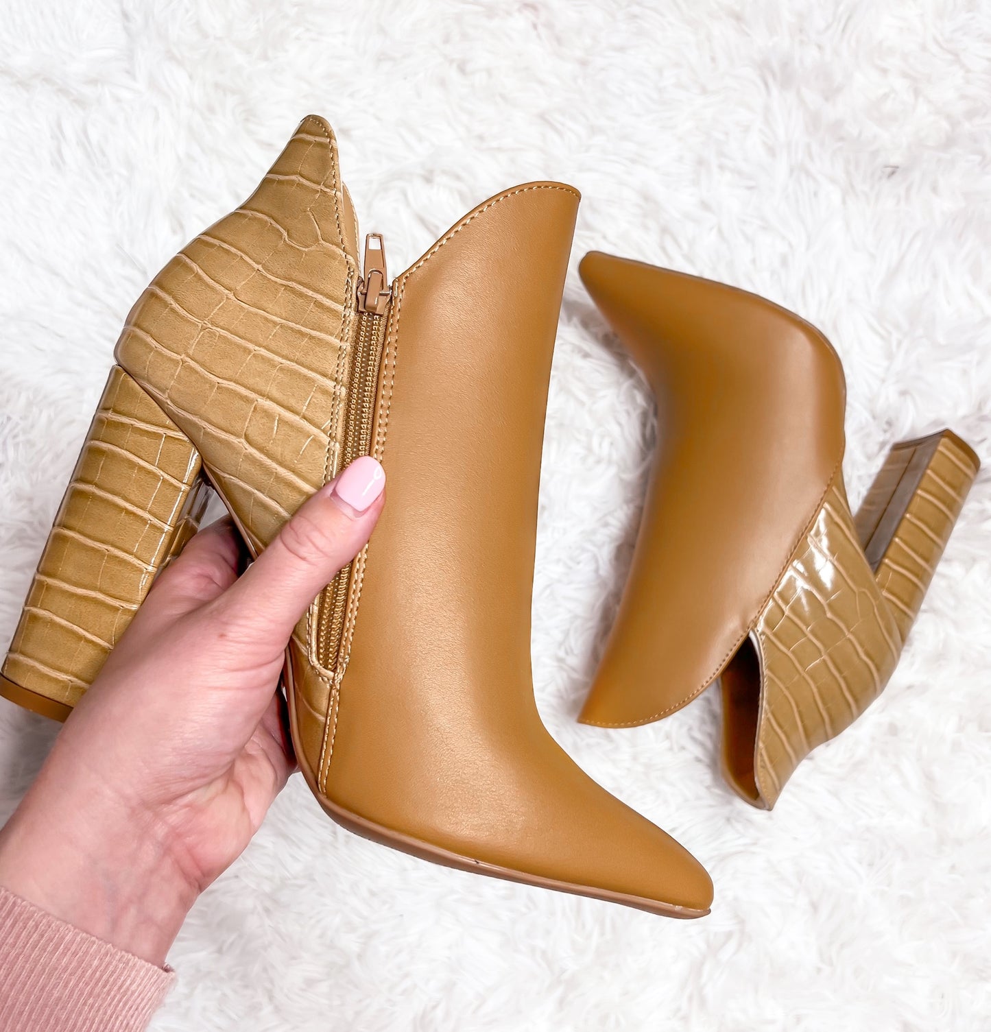 Camel Heeled Ankle Booties