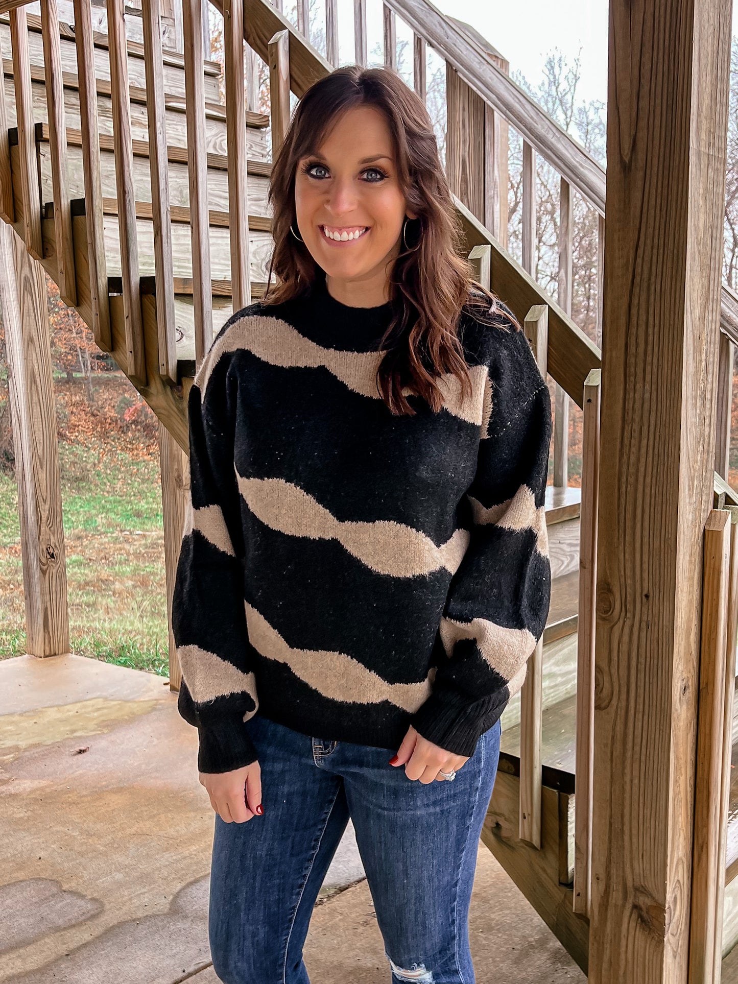Black/Ivory Relaxed Fit Sweater
