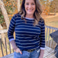 Navy/Taupe Striped Knit Top