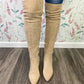 Nude Over the Knee Suede Boots