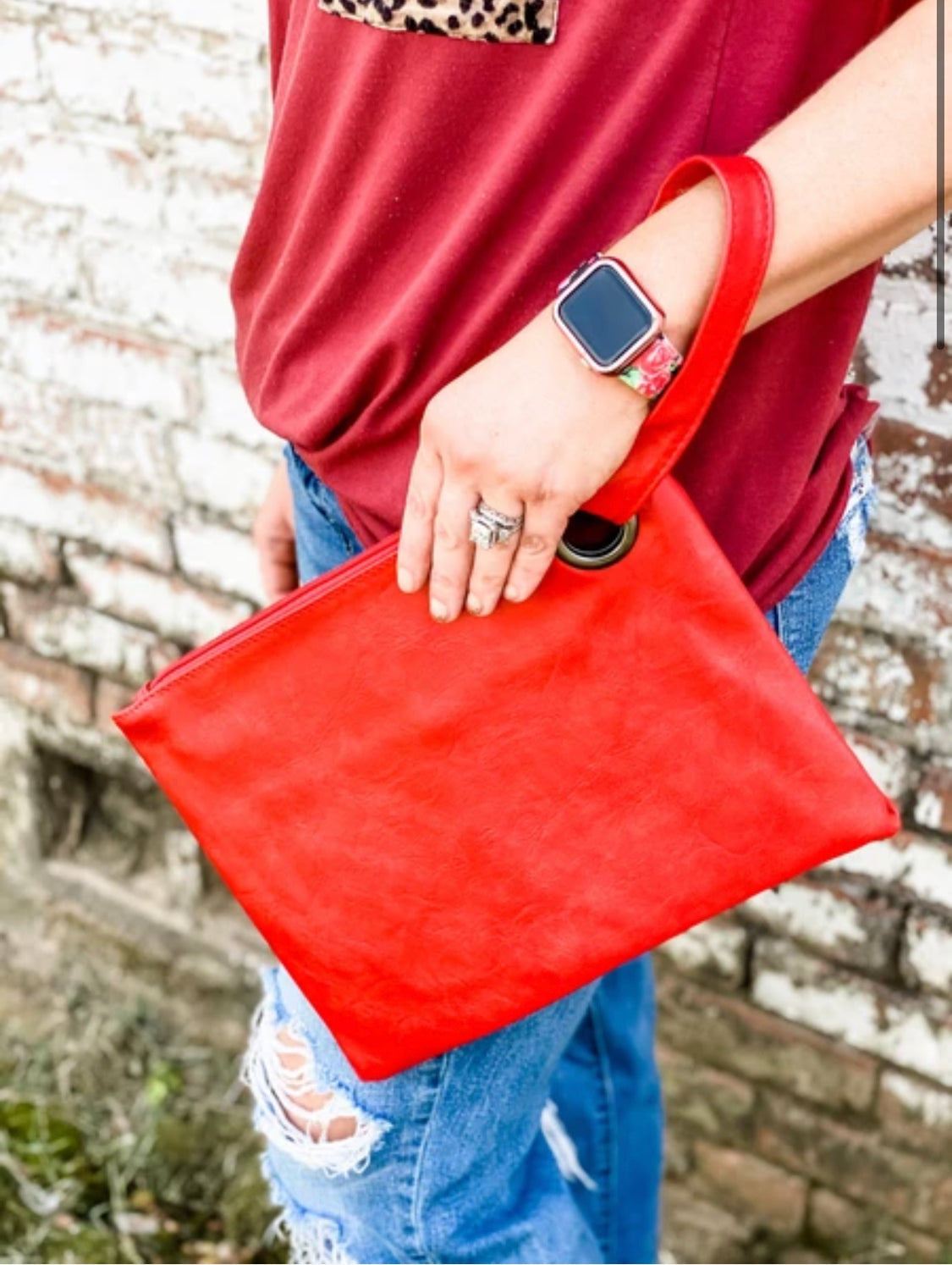 Red Oversized Everyday Clutch