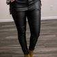(Size Medium)Black Leather Skinny Pants