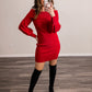 Red Off The Shoulder Sweater Midi Dress