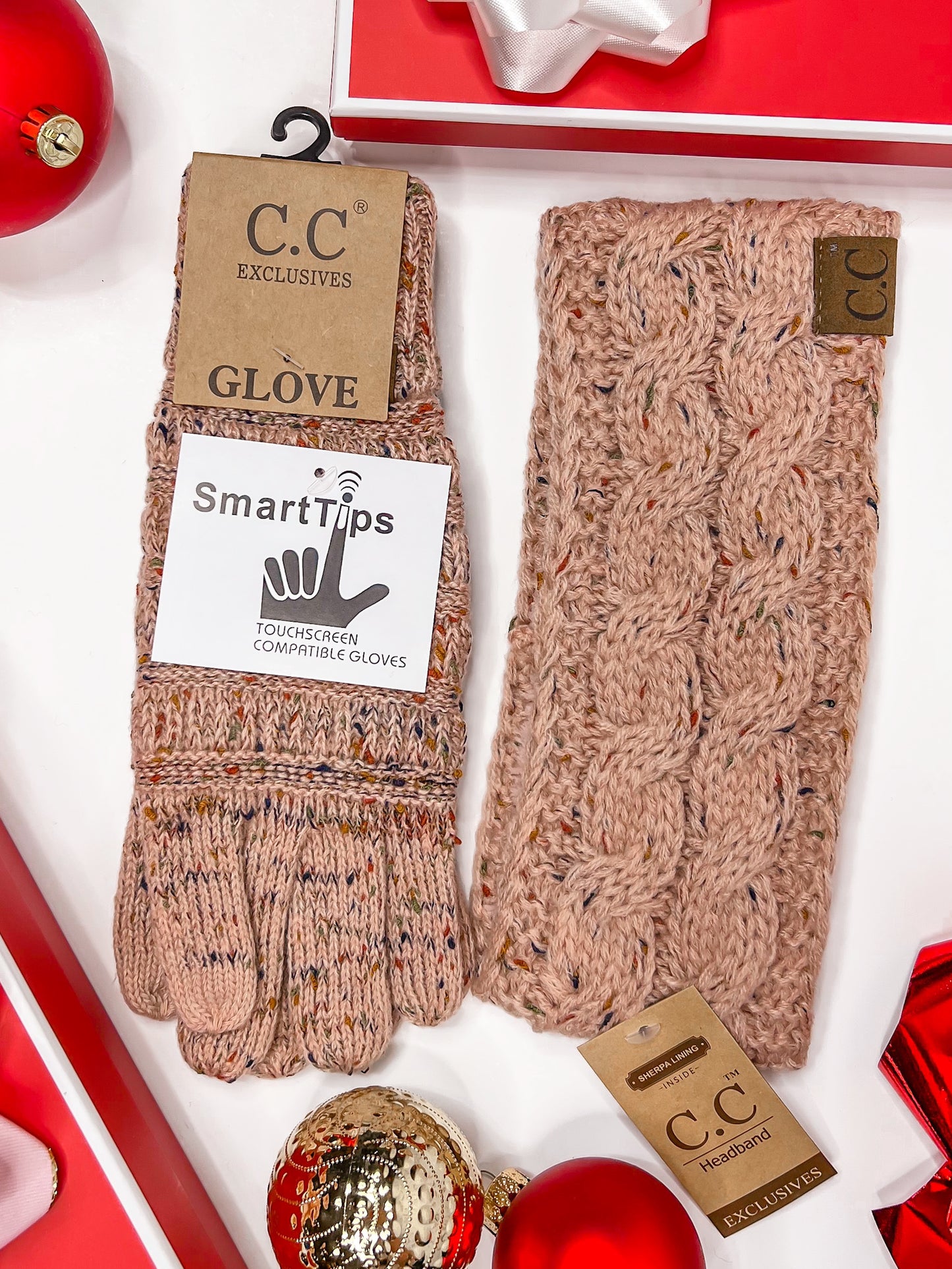 Pink Glove/Headband CC Beanie Set