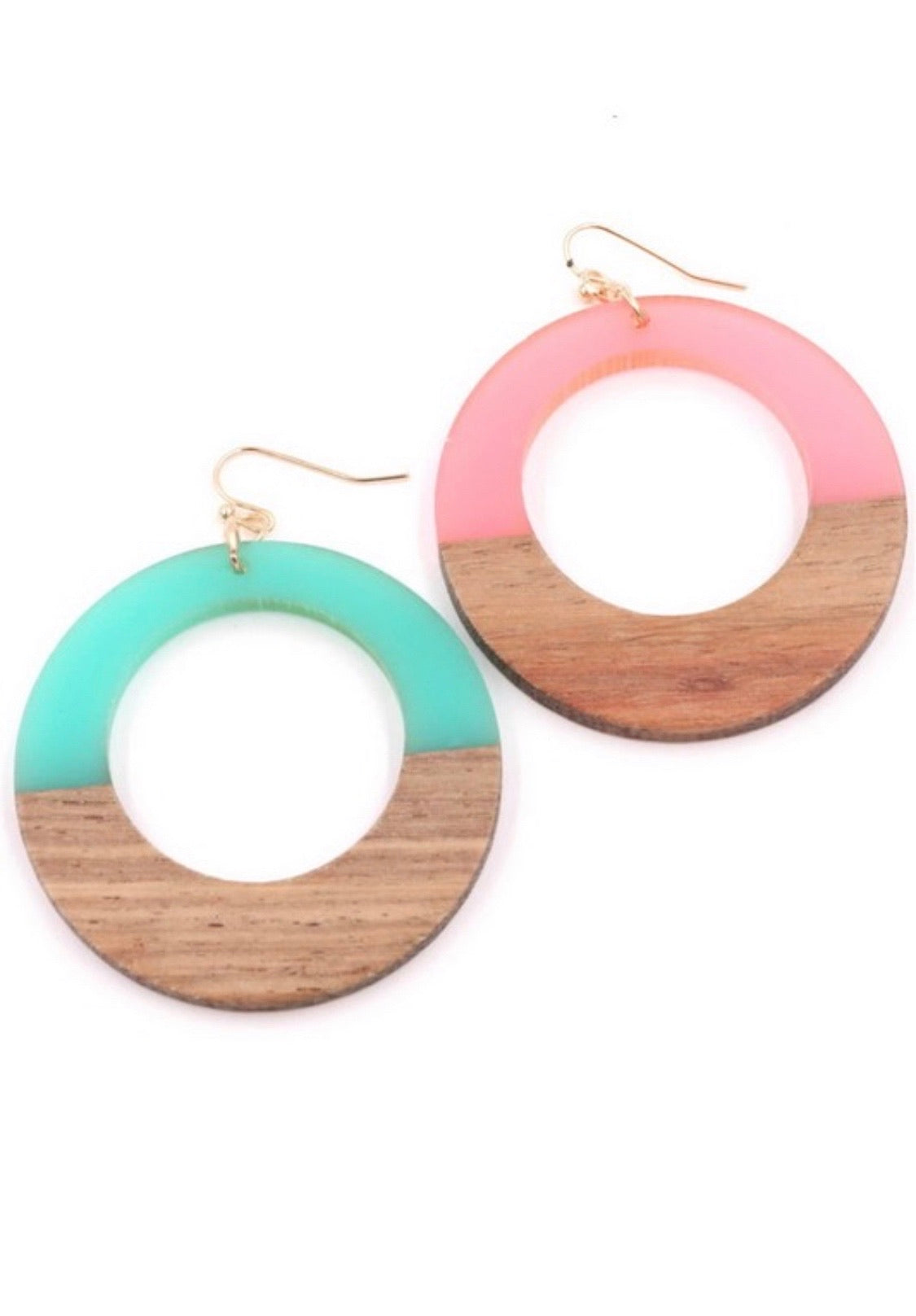 Wood/Resin Hoop Earrings