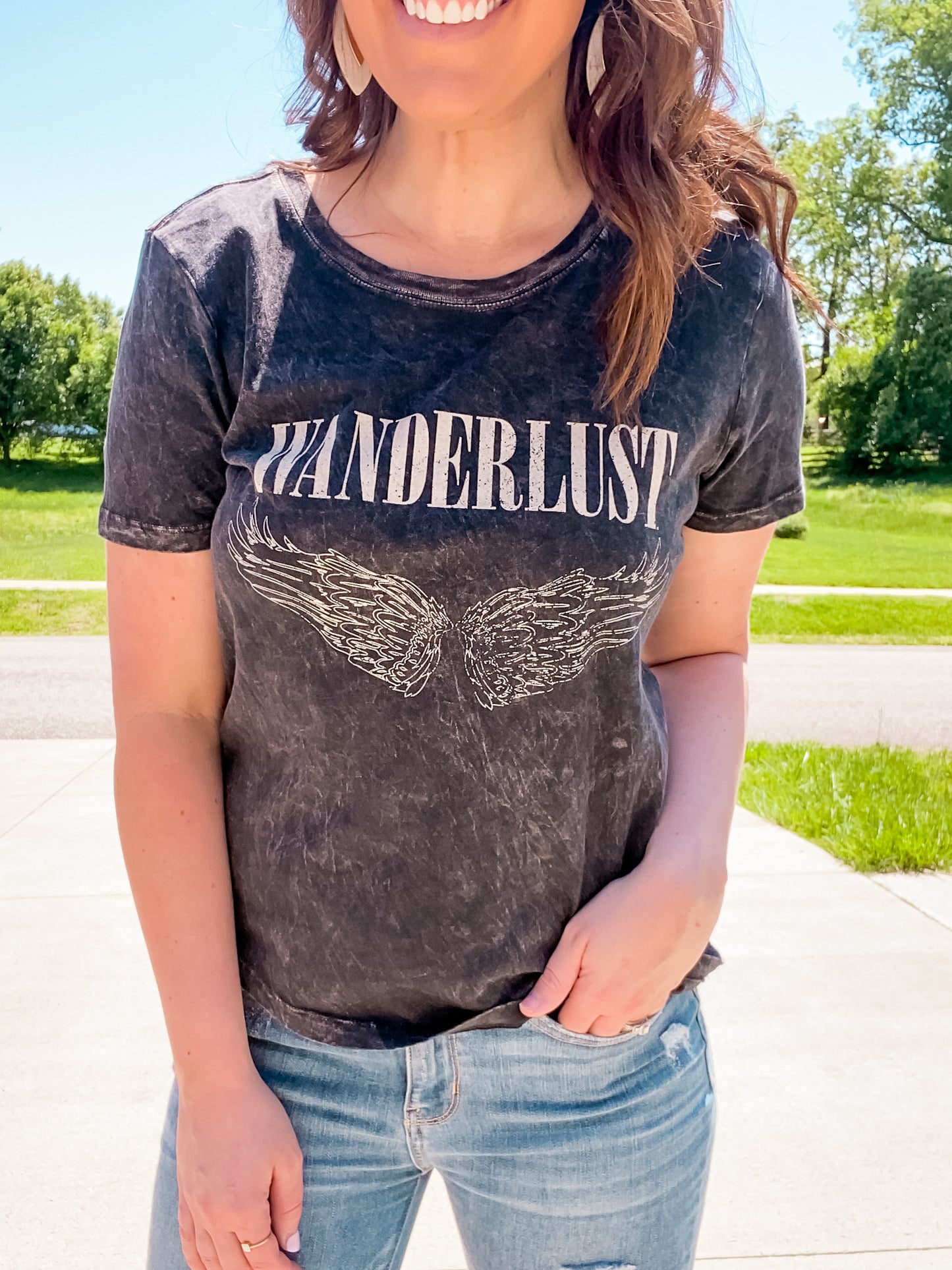 (Size Small)Charcoal Wanderlust Vintage Tee