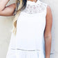(Size Small)White Lace Sleeveless Tunic Top
