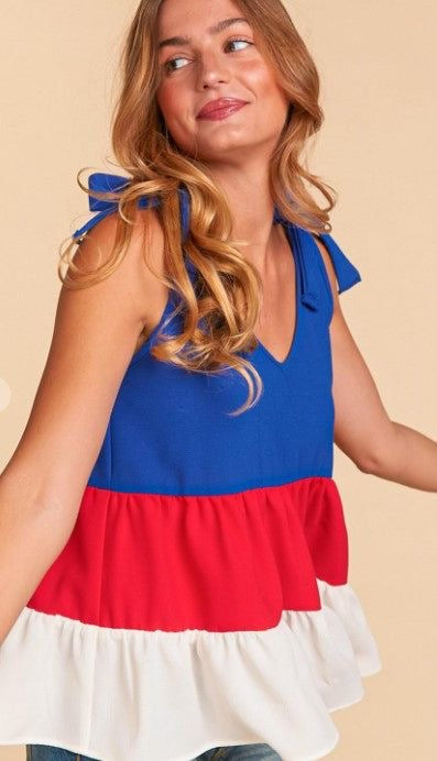 Red, White, and Blue Babydoll Top